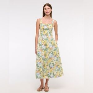 Abercrombie & Fitch Yellow Floral Midi Dress